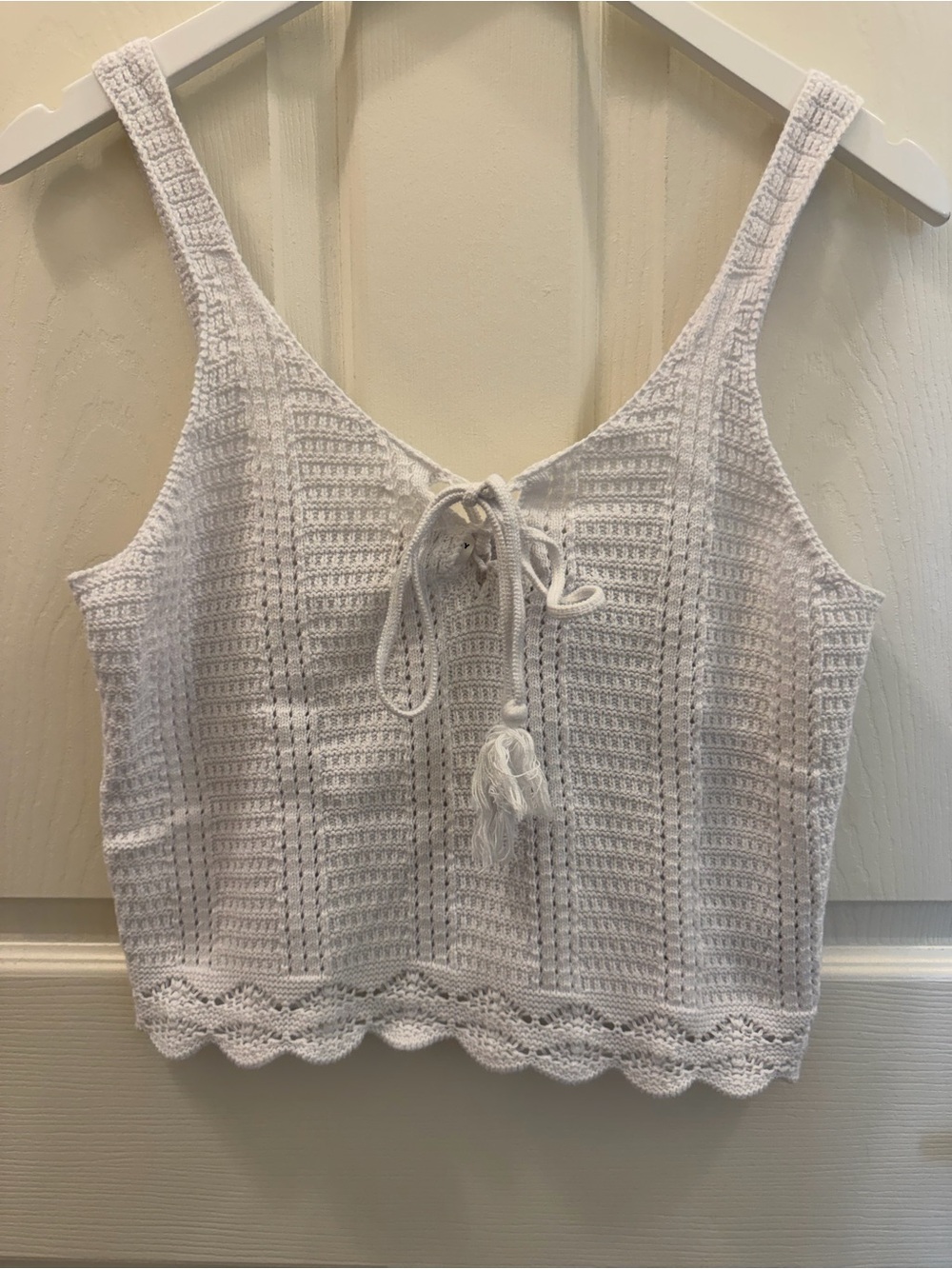 Old Navy White Crochet Tie-Front Camisole